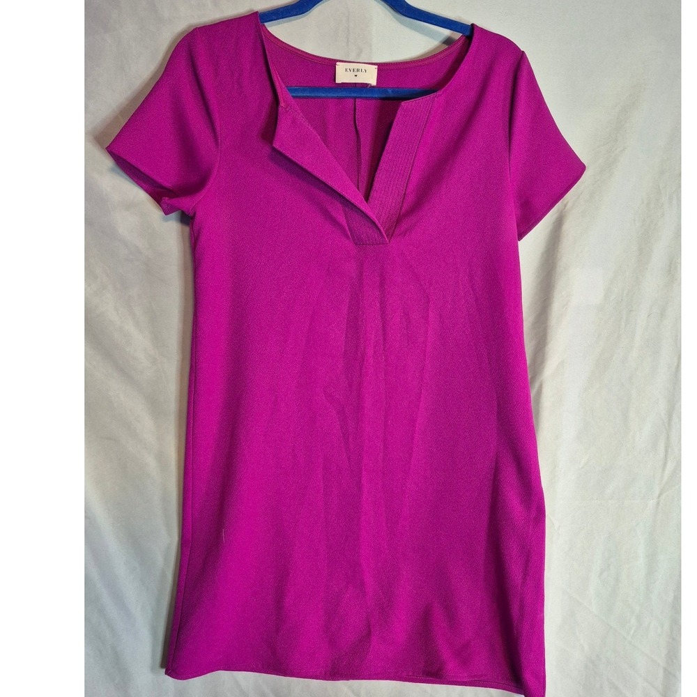 Everly Dress Womens Small Magenta Short Sleeve Career Casual Business